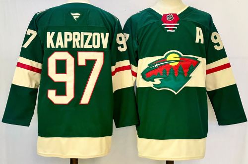 Fanatics Minnesota Wild 97 Kirill Kaprizov Ice Hockey Jersey Green