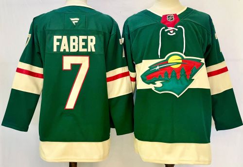 Fanatics Minnesota Wild 7 Brock Faber Ice Hockey Jersey Green