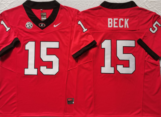 GEORGIA bulldogs 15 Carson Beck Coolege Football Jersey Limited Red Three Dynasties
