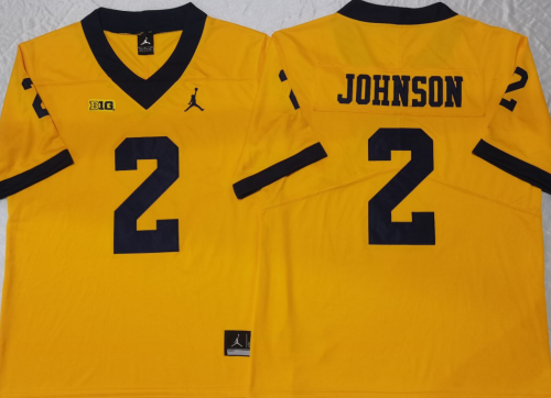 Michigan Wolverines 2 Will Johnson College Football Jersey Yellow
