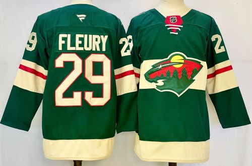 Fanatics Minnesota Wild 29 Marc-Andre Fleury Ice Hockey Jersey Green