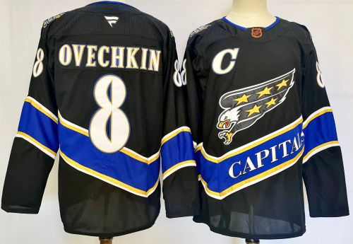 Fanatics Washington Capitals 8 Alex Ovechkin Ice Hockey Jersey Black