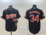 Nike Los Angeles Dodgers 34 Fernando Valenzuela Baseball Jersey Black fashion