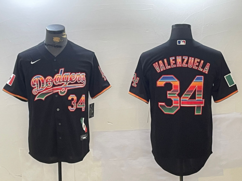 Nike Los Angeles Dodgers 34 Fernando Valenzuela Baseball Jersey Black fashion