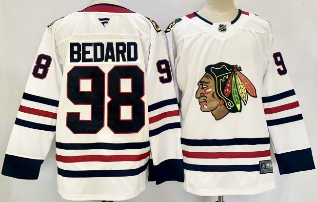 Fanatics Chicago Blackhawks 98 Connor Bedard Ice Hockey Jersey White