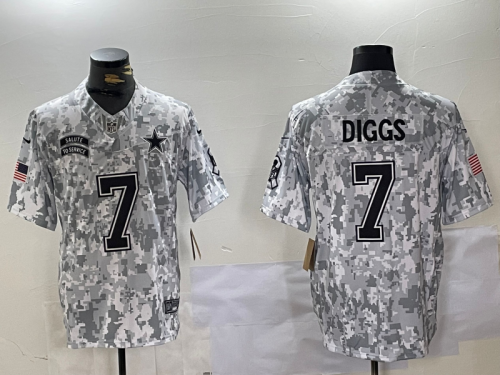 Dallas Cowboys 7 Trevon Diggs Football Jersey Salute to Service Retired Arctic Camo