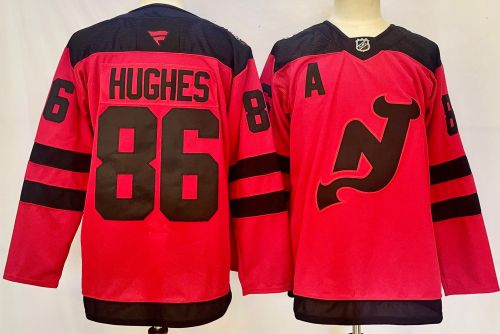 Fanatics New Jersey Devils 86 Jack Hughes Ice Hockey Jersey Red