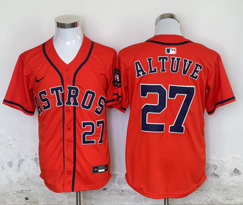 Nike Houston Astros 27 Jose Altuve Baseball Jersey  Orange