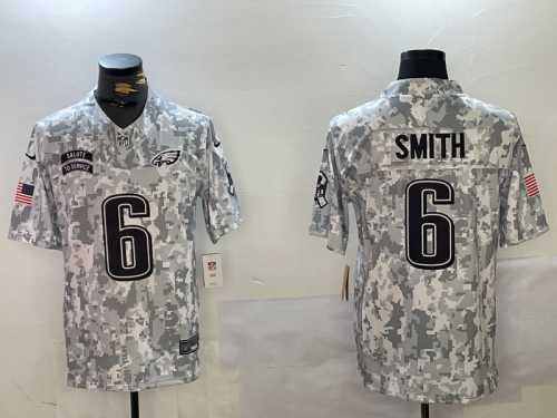 Philadelphia Eagles 6 DeVonta Smith Football Jersey Salute to Service Retired Arctic Camo