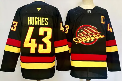 Fanatics Vancouver Canucks 43 Quinn Hughes Ice Hockey Jersey Black