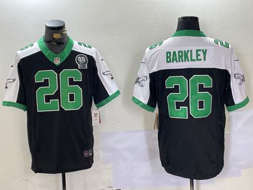Philadelphia Eagles 26 Saquon Barkley Football Jersey Black Three Dynasties Grateful
