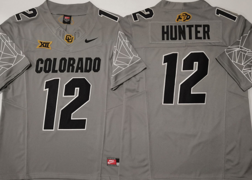 Colorado Buffaloes 12 Travis Hunter College Football Jersey Gray Three Dynasties