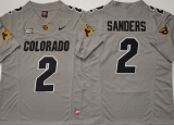 Colorado Buffaloes 2 Shedeur Sanders College Football Jersey Gray Three Dynasties