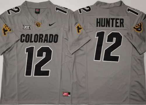 Colorado Buffaloes 12 Travis Hunter College Football Jersey Gray Three Dynasties