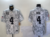 Kansas City Chiefs 4 Rashee Rice Football Jersey Salute to Service Retired Arctic Camo