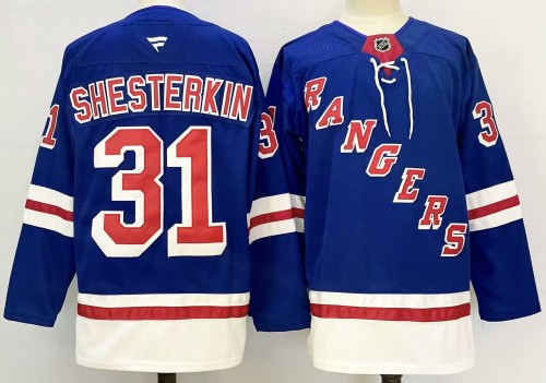 Fanatics New York Rangers 31 Igor Shesterkin Ice Hockey Jersey Blue