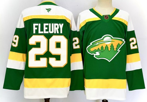 Fanatics Minnesota Wild 29 Marc-Andre Fleury Ice Hockey Jersey Green