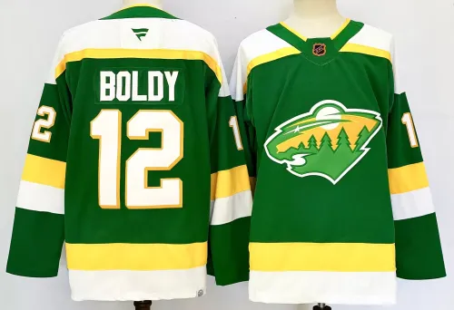 Fanatics Minnesota Wild 12 Matthew Boldy Ice Hockey Jersey Green