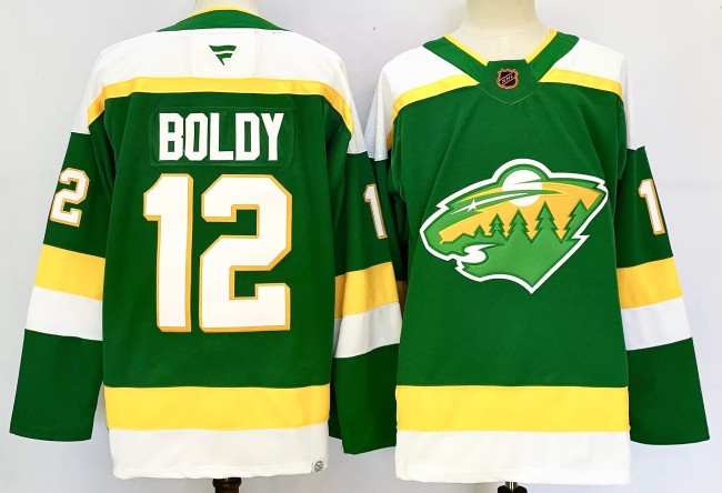 Fanatics Minnesota Wild 12 Matthew Boldy Ice Hockey Jersey Green