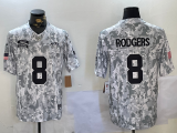 New York Jets 8 Aaron Rodgers Football Jersey Salute to Service Retired Arctic Camo