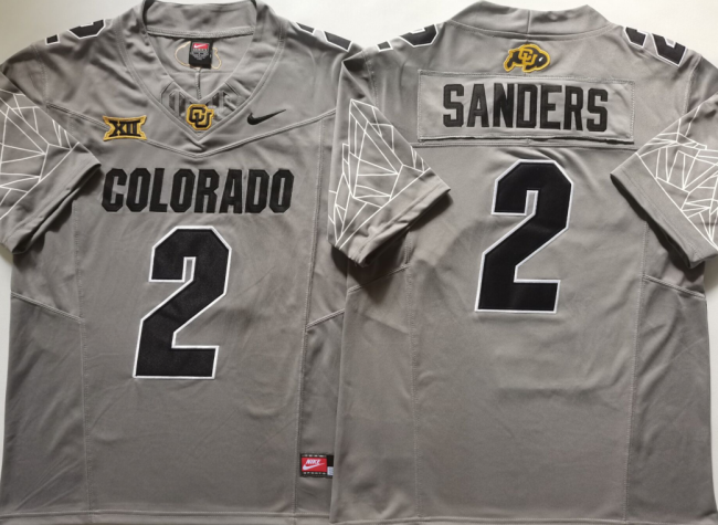 Colorado Buffaloes 2 Shedeur Sanders College Football Jersey Gray Three Dynasties