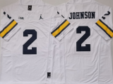 Michigan Wolverines 2 Will Johnson Coolege Football Jersey White Three Dynasties