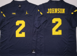 Michigan Wolverines 2 Will Johnson Coolege Football Jersey Navy Blue Three Dynasties
