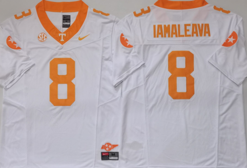 Tennessee Volunteers 8 Nico Lamaleava Coolege Football Jersey White Three Dynasties