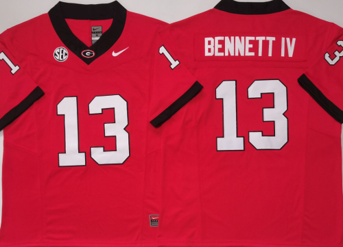 GEORGIA bulldogs 13 Stetson Bennett TV Coolege Football Jersey Limited RedThree Dynasties