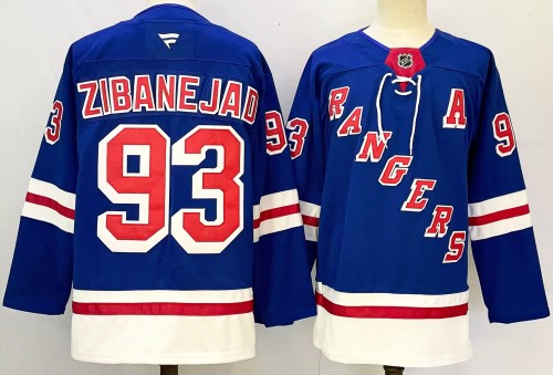 Fanatics New York Rangers 93 Mika Zibanejad Ice Hockey Jersey Blue