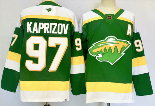 Fanatics Minnesota Wild 97 Kirill Kaprizov Ice Hockey Jersey Green