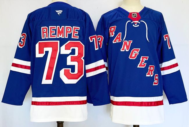 Fanatics New York Rangers 73 Matt Rempe Ice Hockey Jersey Blue