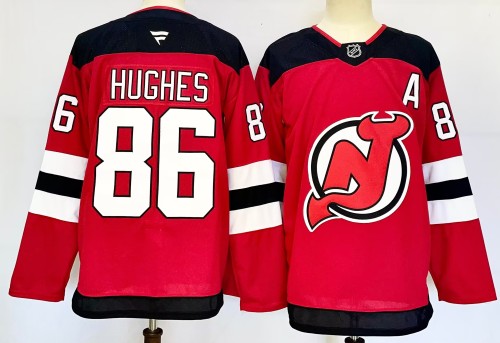 Fanatics New Jersey Devils 86 Jack Hughes Ice Hockey Jersey Red