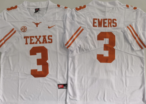 Texas Longhorns 3 Quinn Ewers College Limited Football Jersey White