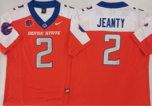 Boise State Broncos 2 Ashton Jeanty College Football Jersey Orange Three Dynasties