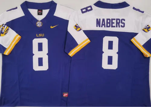 LSU Tigers 8 Malik Nabers Coolege Football Jersey Purple Three Dynasties