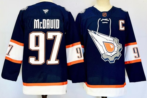 Fanatics Edmonton Oilers 97 Connor McDavid Ice Hockey Jersey Navy Blue