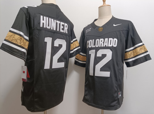 Colorado Buffaloes 12 Travis Hunter College Football Jersey Black Three Dynasties