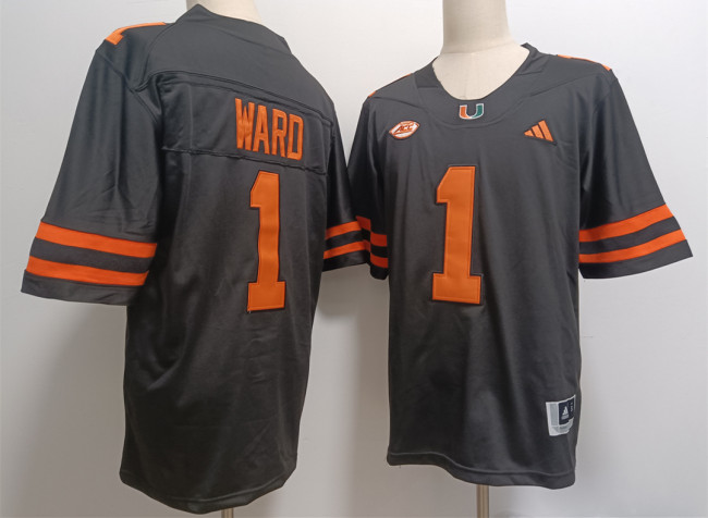 Miami Hurricanes 1 Cam Ward College Football Jersey Black