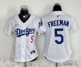 Women Nike Los Angeles Dodgers 5 Freddie Freeman Baseball Jersey White