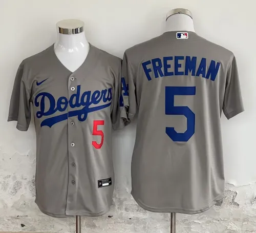 Nike Los Angeles Dodgers 5 Freddie Freeman Baseball Jersey Gray
