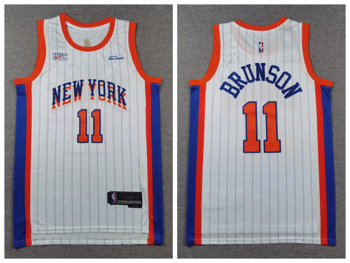 Nike New York Knicks 11 Jalen Brunson Basketball Jersey White City Edition