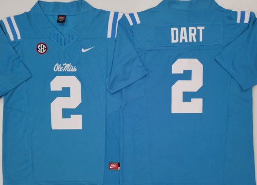 Ole Miss Rebels 2 Jaxson Dart College Football Jersey Blue Three Dynasties