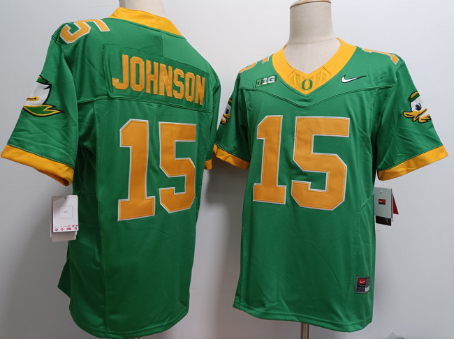Oregon Ducks 15 Tez Johnson College Football Jersey Green Three Dynasties