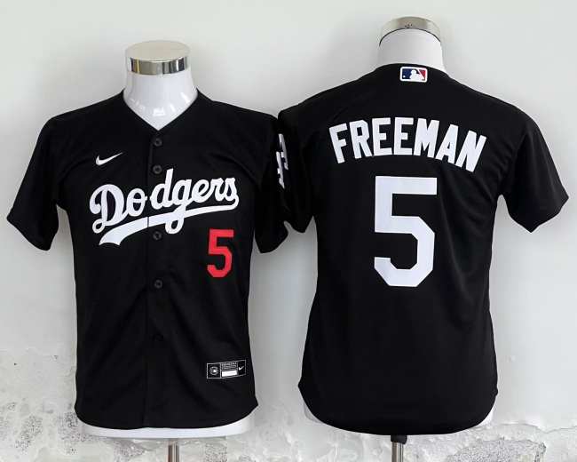 Youth Nike Los Angeles Dodgers 5 Freddie Freeman Baseball Jersey Black
