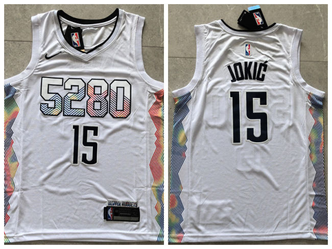 Nike Denver Nuggets 15 Nikola Jokić Basketball Jersey White City Edition