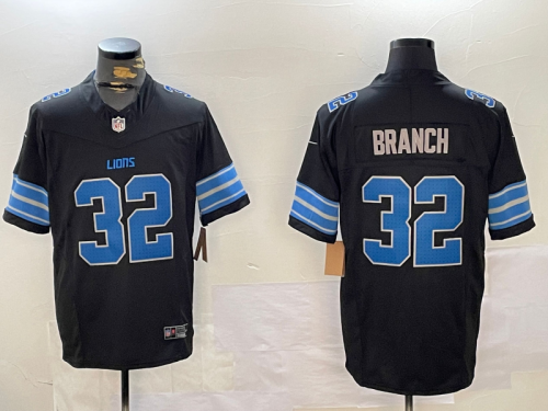 Detroit Lions 32 Brian Branch Football Jersey Black Three Dynasties