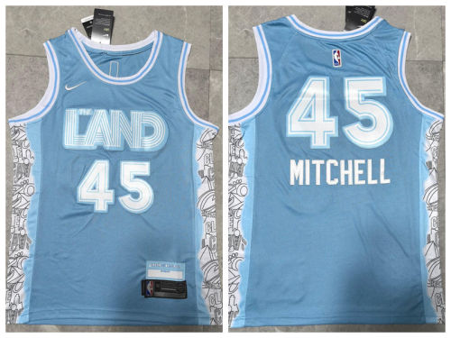 Nike Cleveland Cavaliers 45 Donovan Mitchell Basketball Jersey Blue City Edition