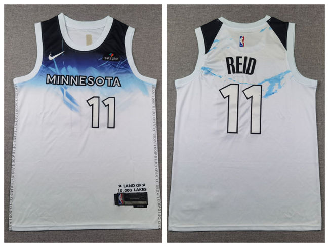 Nike Minnesota Timberwolv 11 Naz Reid Basketball Jersey White City version