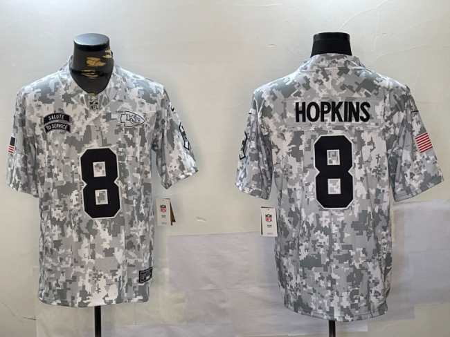 Kansas City Chiefs 8 DeAndre Hopkins Football Jersey Salute to Service Retired Arctic Camo